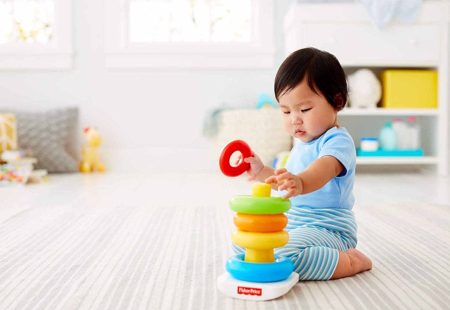 Girl Toddler Playing With Stacking Rings - Toddler Toys Girl Toddler Playing With Stacking Rings
