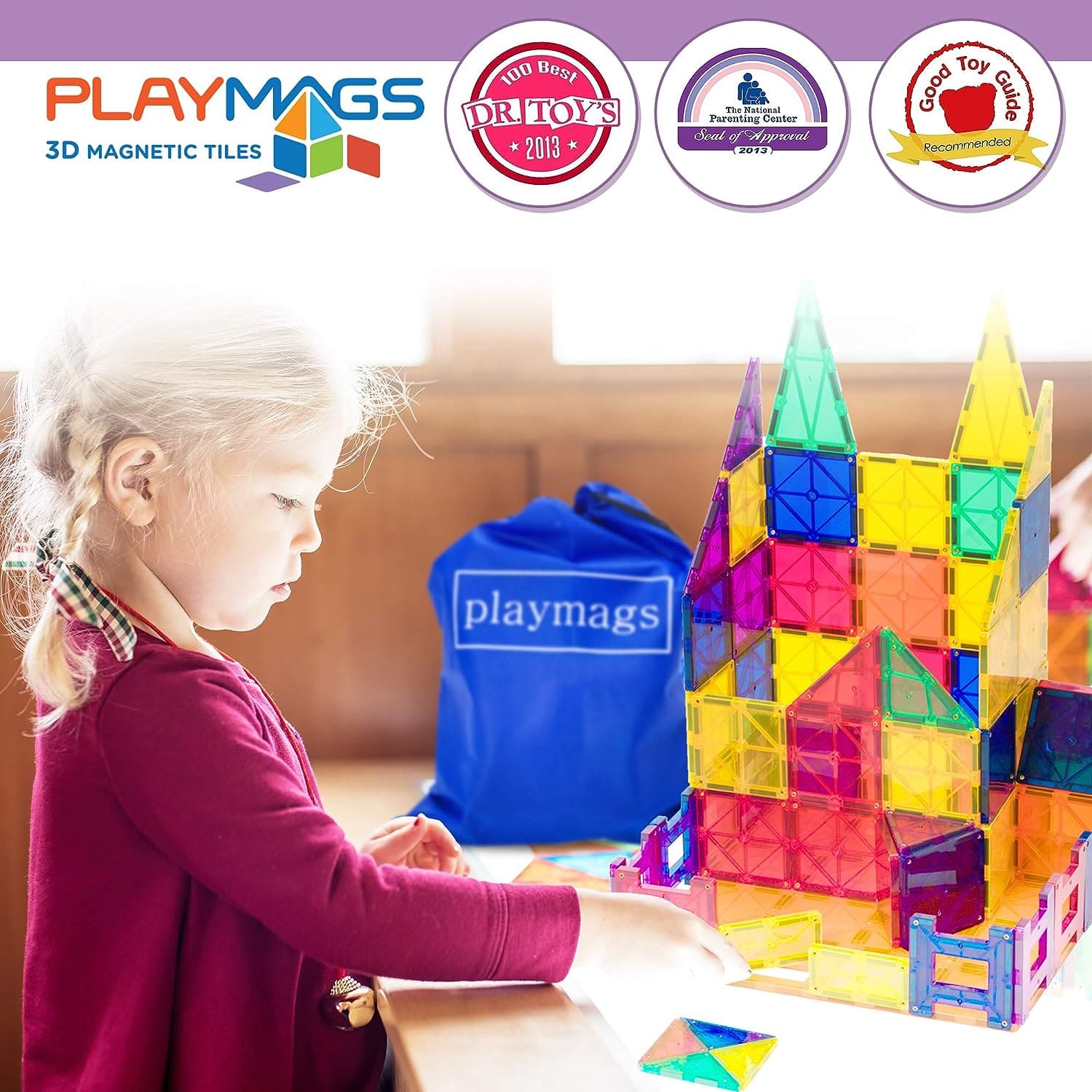 Playmags 3D Magnetic Blocks and a kid - Toddler Toys Playmags 3D Magnetic Blocks and a kid