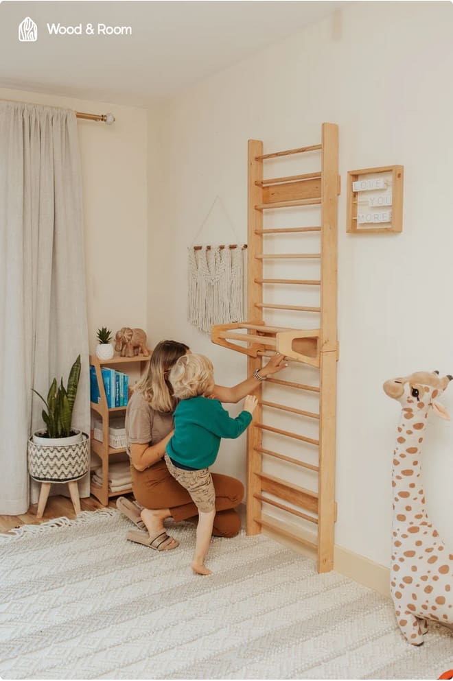 Mom Assisting Child In Climbing Wall - Toddler Toys Mom Assisting Child In Climbing Wall