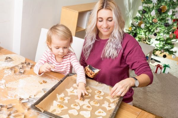 Mom and toddler making ginger bread cookies - Toddler Toys Mom and toddler making ginger bread cookies