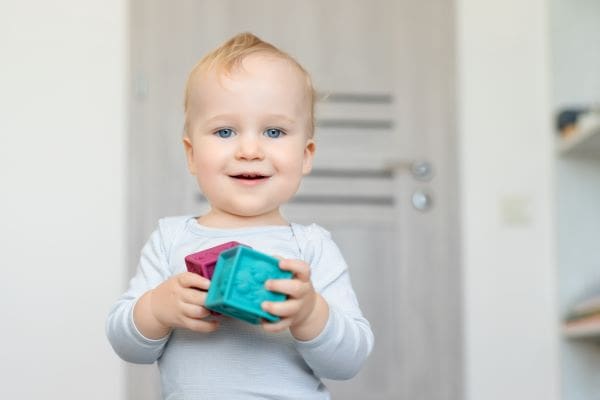 Boy Playing Soft Building Blocks