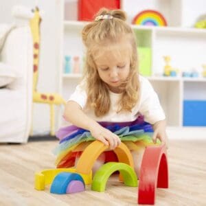 Color Recognition Games Wooden Rainbow Stacker