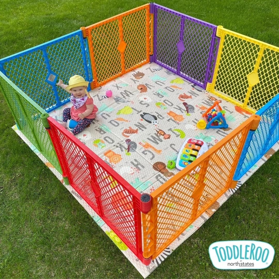 Toddleroo by North States Superyard Colorplay 8-Panel Play Yard - Toddler Toys Toddleroo by North States Superyard Colorplay 8-Panel Play Yard